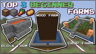 Minecraft 3 Early Game Farms for New Worlds  No Redstone [upl. by Domenech]