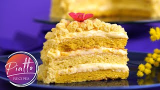 Italian Torta Mimosa  Layered Lemon Cake Recipe [upl. by Kitty]