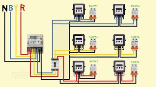 Three phase to single phase energy meter wiring diagram [upl. by Kirad]