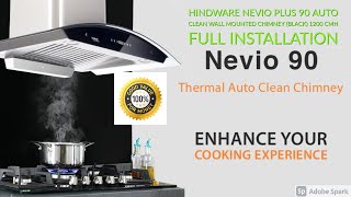 Hindware Nevio Plus 90 Auto Clean Wall Mounted Chimney Black 1200 CMH  Full Installation [upl. by Cirre]