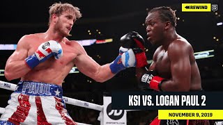 FULL FIGHT  KSI vs Logan Paul 2 DAZN REWIND [upl. by Aihsemaj]