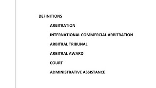 Definitions  Arbitration International Commercial Arbitration Arbitral Award [upl. by Annoled]