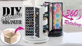 DIY ROTATING JEWELLERY ORGANIZER ADORABLE IDEA  Cute Organizer Tutorial [upl. by Lorou]