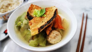 苦瓜素鱼片汤  素食不含五辛  Bitter Gourd Vegetarian Sliced Fish Soup [upl. by Htedirem628]