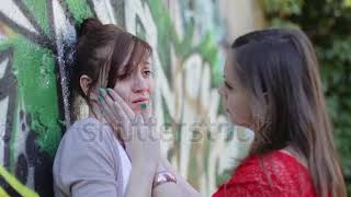 stock footage sad woman crying while hugging a friend color [upl. by Marga]