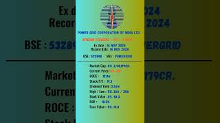 Power Grid Corporation Of India Ltd share latest news  ExDate 14 NOV 2024  nse [upl. by Garrik450]