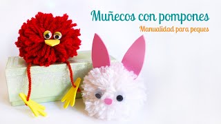 Muñecos con pompones manualidades fáciles para peques [upl. by Zantos]