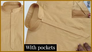 How to Sew a kurta  full video with side pockets  perfect kurta stitching with attache pockets [upl. by Akeim195]