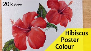 How to Paint Hibiscus Flower Poster Painting tutorial  Easy for Beginners [upl. by Nevag]