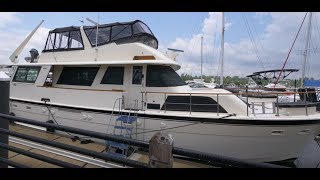 BOAT TOUR 1981 Hatteras 56 Motor Yacht Wide Body walk through after refit [upl. by Harobed]