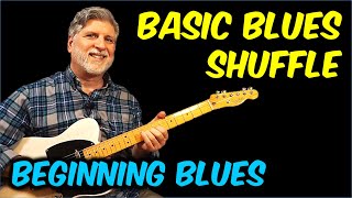 Basic Blues Shuffle Guitar Lesson  Beginning Blues with Tabs [upl. by Lehsreh741]