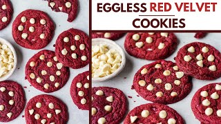 EGGLESS RED VELVET COOKIES  Easy Red Velvet Cookies Recipe Without Eggs  Bake With Shivesh [upl. by Bunker]