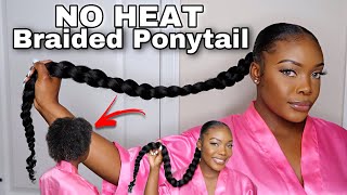 SLEEK BRAIDED PONYTAIL ON 4C HAIR EASY  QUICK [upl. by Korwin843]