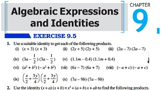 Ch 9 Algebraic Expressions and Identities  Part 1 Exercise 95  Class 8 Maths  RBSE CBSE NCERT [upl. by Idyh]