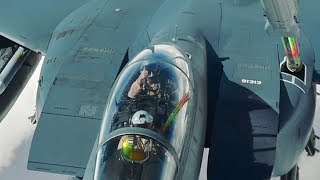 Small Talk During Midair Refuelling KC10 Refuels F15 Eagles [upl. by Kurys790]