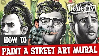 How to paint a street art mural with acrylic inks and brushes [upl. by Jecho]